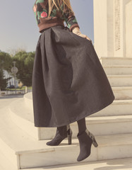 dark skirt on a woman