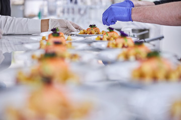 gourmet delicious food preparation in restaraunt