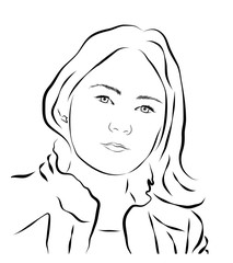 A sketch of a romantic girl with long hair.