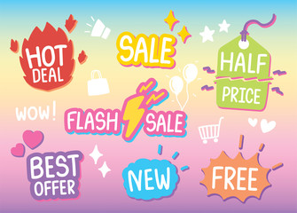 Promotion word vector for advertising artwork in girly style.