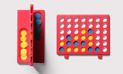 Connect 4 board game on a white background