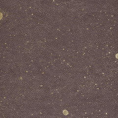 Metallic Champagne Gold Sprinkled Pattern on Grayish Brown Leather Texture Background