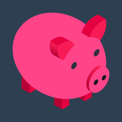 Banking & finance, Piggy bank, Isometric 3D icon.
