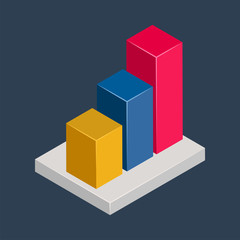 Fototapeta premium Banking & finance, Graph bars, Isometric 3D icon.