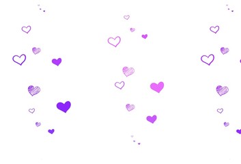 Light Purple vector pattern with colorful hearts.