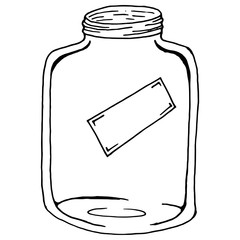 Glass jar. Vector illustration of an empty bank. Empty glass bottle.
