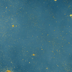 Metallic Gold Sprinkled Pattern on Teal Vintage Texture Background