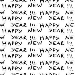 Seamless pattern from the inscriptions of a happy new year. Happy new year lettering Christmas holiday calligraphy.
