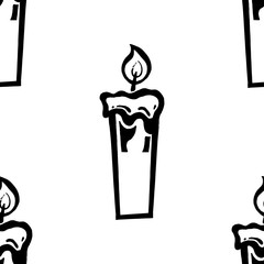 Seamless pattern from candles. Vector illustration of a seamless background of burning candles.  Hand drawn candle.