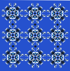 Indigo floral pattern on the blue background