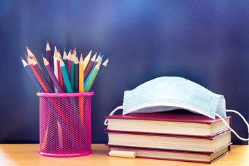 Fototapeta premium COVID-19 prevention while going back to school and new normal concept.