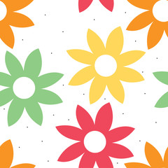 Seamless pattern with cartoon flowers. for fabric print, textile, gift wrapping paper. colorful vector for kids, flat style