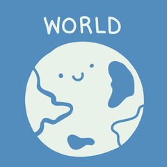 Cute smile world cartoon and kids style