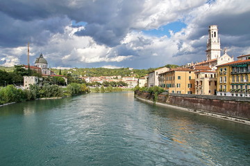 Obraz premium embankment of Adige river in Verona, Italy