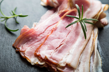 Thin slices of smoked bacon