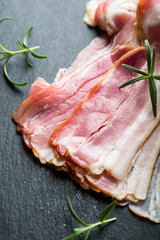 Thin slices of smoked bacon