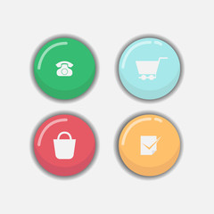 Shiny cute web buttons flat design vector