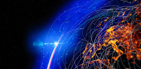 Photo of Energy Digitalization and Communication technology for internet business. Global world...