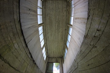 concrete descent down into the bomb shelter