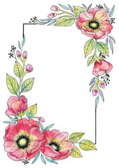 floral border with red flowers