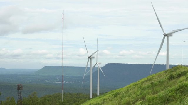 the field of wind turbine for making electricity. clean energy and global warming concept