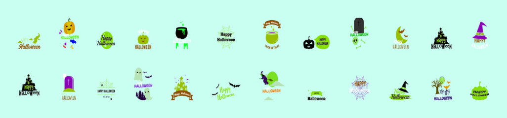 A set of assorted vector illustrations for Halloween isolated on blue