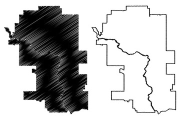Calgary City (Canada, Alberta Province) map vector illustration, scribble sketch City of Calgary map