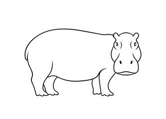 Hippopotamus  outline. Isolated hippopotamus on white background