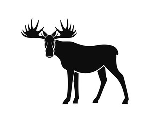 Moose logo. Isolated moose on white background. Elk