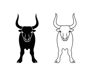 Bull logo. Isolated bull on white background