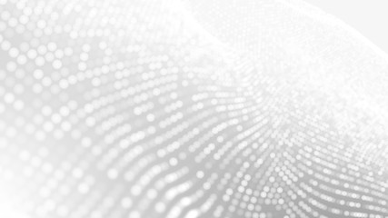 Dot white gray wave light technology texture background. Abstract big data digital concept. 3d rendering.