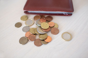 some small coins on the hand