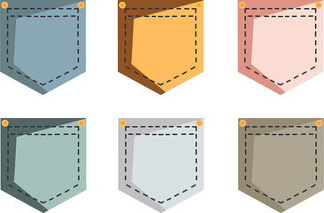 Pocket symbols on white background. Colored vector illustration.