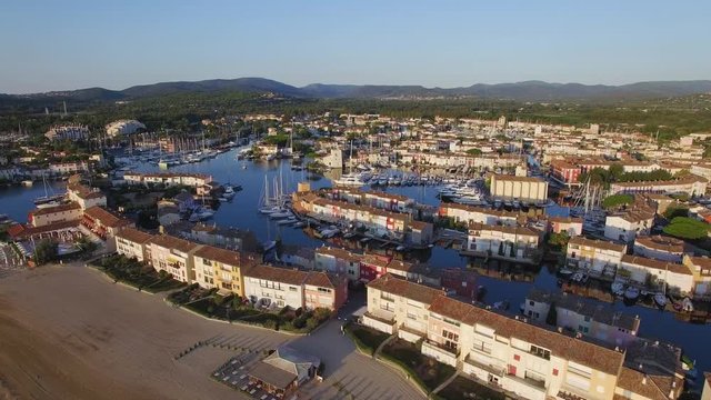 France, Var, Gulf of St Tropez, Port Grimaud, marina in the lakeside city