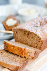Fototapeta na wymiar Homemade Zucchini Bread Loaf