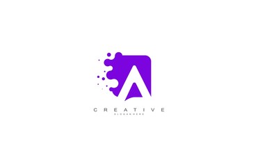 Letter A Logo Design Vector with Abstract Square Shape Dots