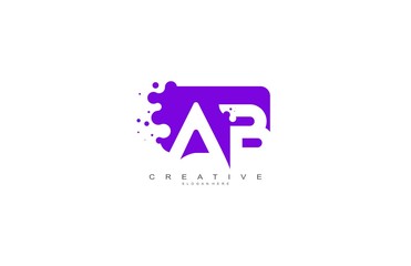 Letter AB Logo Design Vector with Abstract Square Shape Dots