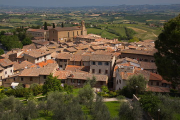 Fototapeta na wymiar Church of Saint Augustine in San Gimignano, Province of Siena, Tuscany, Italy, Europe 