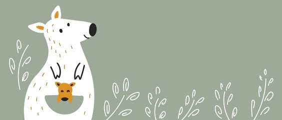 Kangaroos and green background cartoon