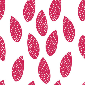 Seamless stamp pattern with fruits, almonds  on white background. Great for fabric, textile, wrapping paper. 