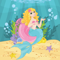 Obraz na płótnie Canvas Cute Princess Mermaid