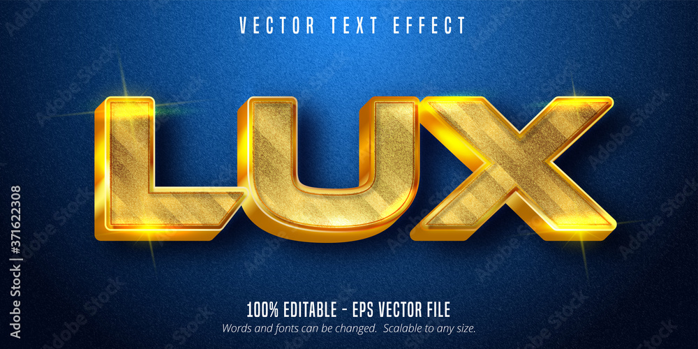 Wall mural lux text, shiny golden style editable text effect