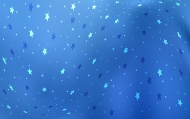 Light BLUE vector cover with small and big stars. Shining colored illustration with stars. The template can be used as a background.