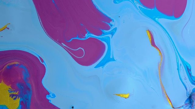 4K Footage,  Abstract color moving background closeup, Acrylic paint pouring background, Luxury colors Slow motion shot,
