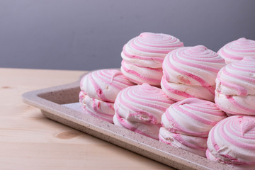 many pink round sweet marshmellows