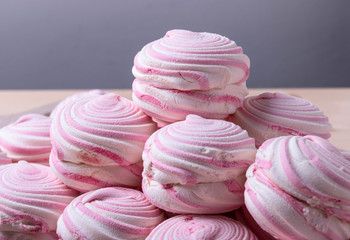 many pink round sweet marshmellows