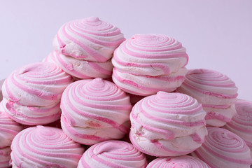 many pink round sweet marshmellows