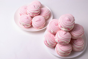 many pink round sweet marshmellows