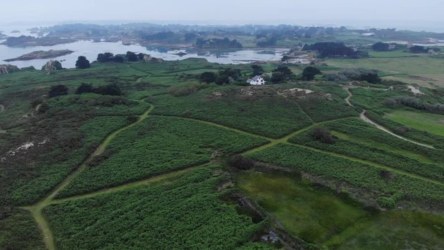 stunning aerial shot of Brehat island, Enez Vriad is an island and commune located near Paimpol, a mile off the northern coast of Brittany. Administratively, it is a commune in the C&ocirc;tes-d'Armor