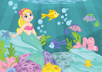 Obraz na płótnie Canvas Underwater world Mermaid